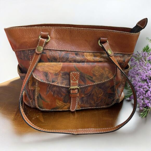 Patricia Nash Leather Bolsena Tote Enlightened Garden Grannycore Cottagecore - Picture 1 of 13